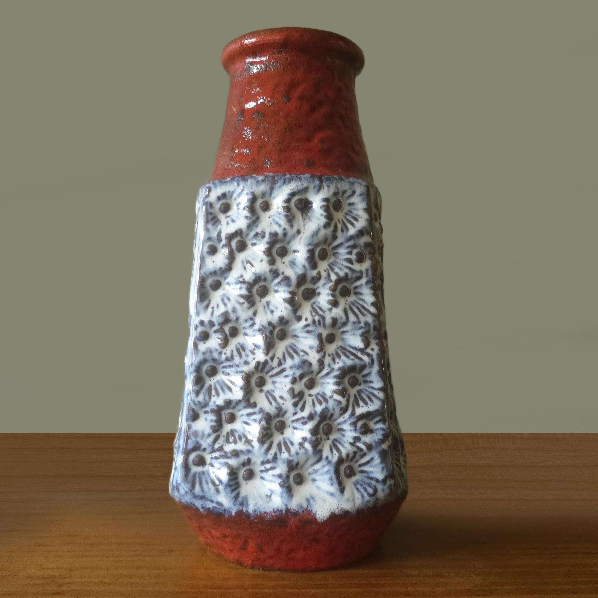 Jasba Fat Lava Vase, West German Pottery, Mid Century Modern