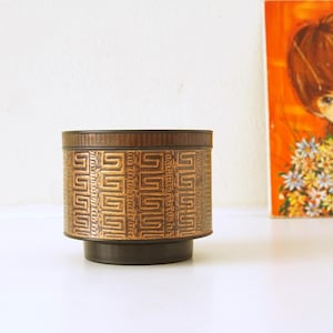 Vintage EMSA Mid Century Planter – Black & Copper – 60s West German Plastic Flower Pot