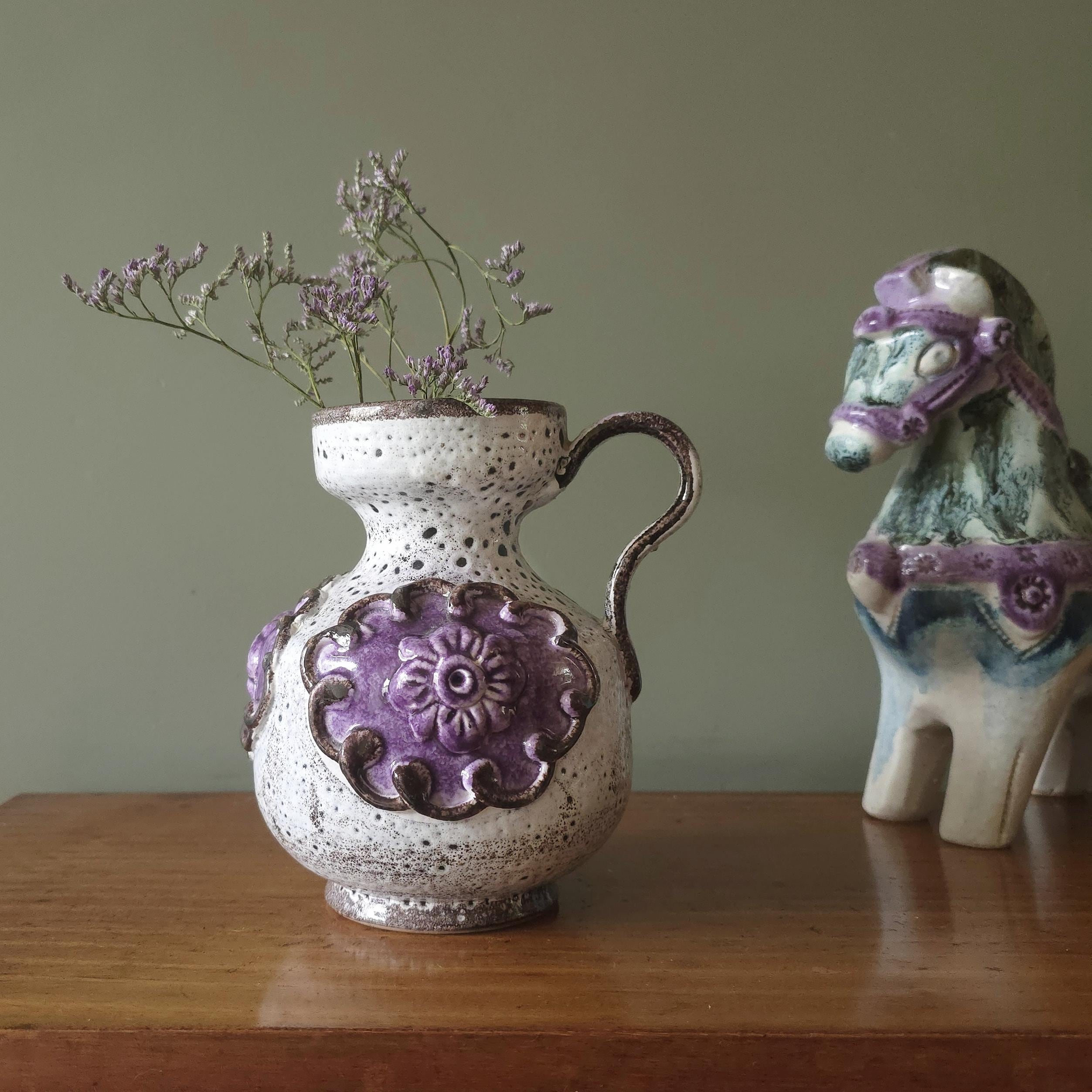 Purple and White Nuovo Rinascimento Vase L Mid Century Italian