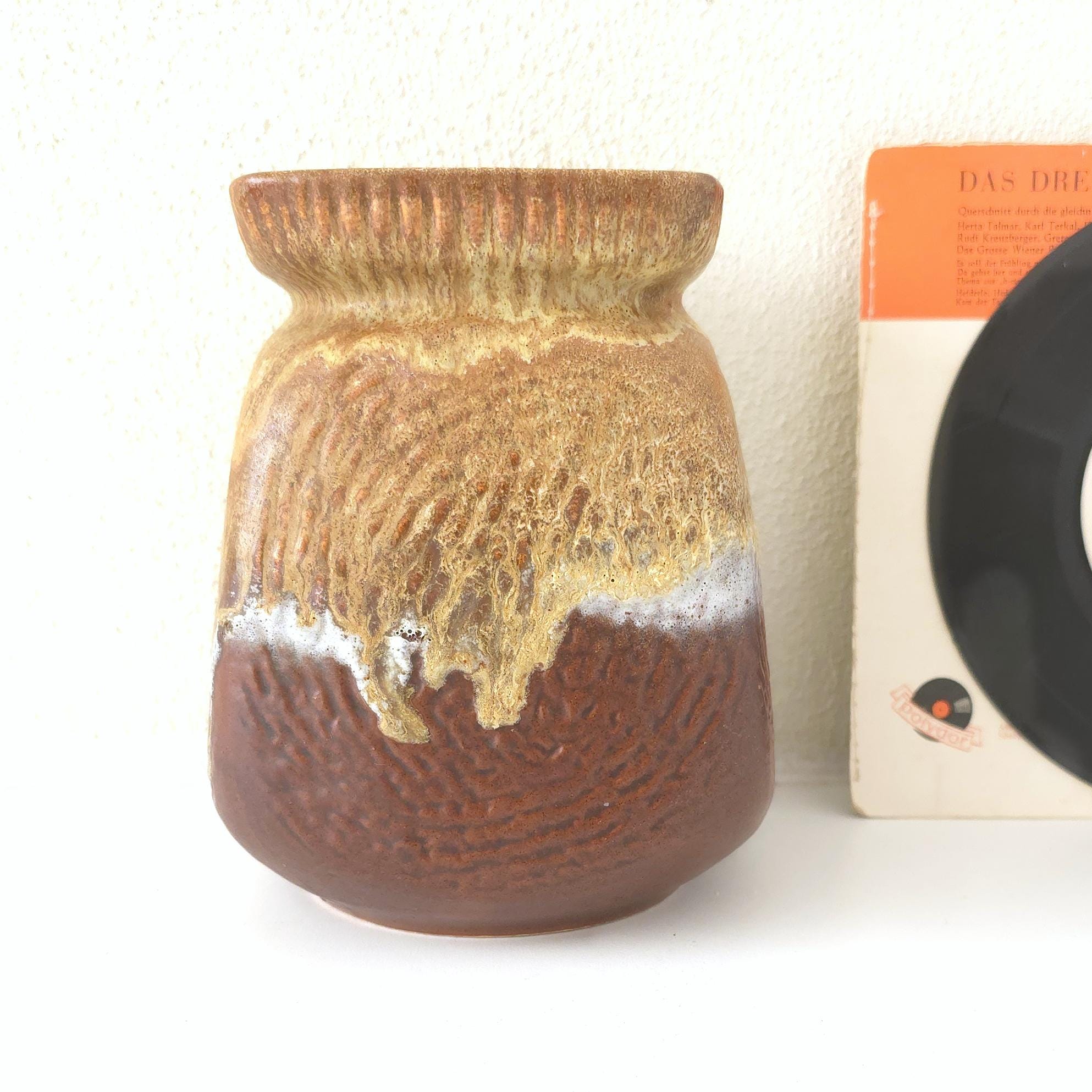 Jasba Fat Lava Vase | Brown & Caramel Glaze | Mid Century West 