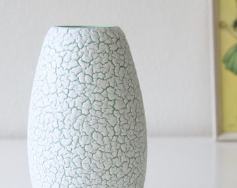Vintage (50's) Jasba Cortina vase in white and green. West German Pottery