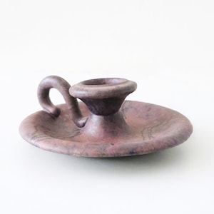 RUSCHA, Old Pink Mid Century Candlestick Holder, West German Pottery