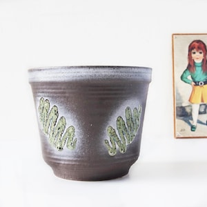 Fat Lava Planter l Mid-Century West German Pottery, Brown & Green Glaze
