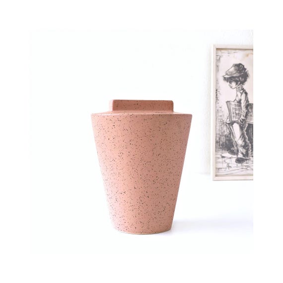 ASAセレクション サーモンピンク ヴィンテージ花瓶、西ドイツ陶器