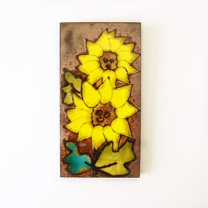 Ruscha Mid Century Wall Plate • Sunflower Decor • West German Pottery 1960s