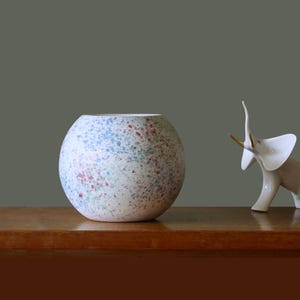 Jarrón esférico vintage colorido de Scheurich, cerámica de Alemania Occidental