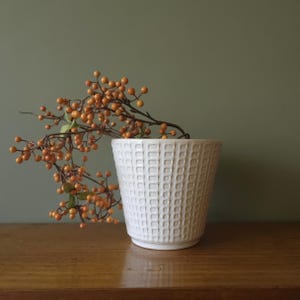 Ilkra Edelkeramik Planter l Mid-Century West German Pottery, White Relief Decor