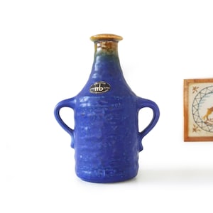 Jarrón de estudio de Manfred Buchholz • Cerámica azul de Alemania Occidental de mediados de siglo