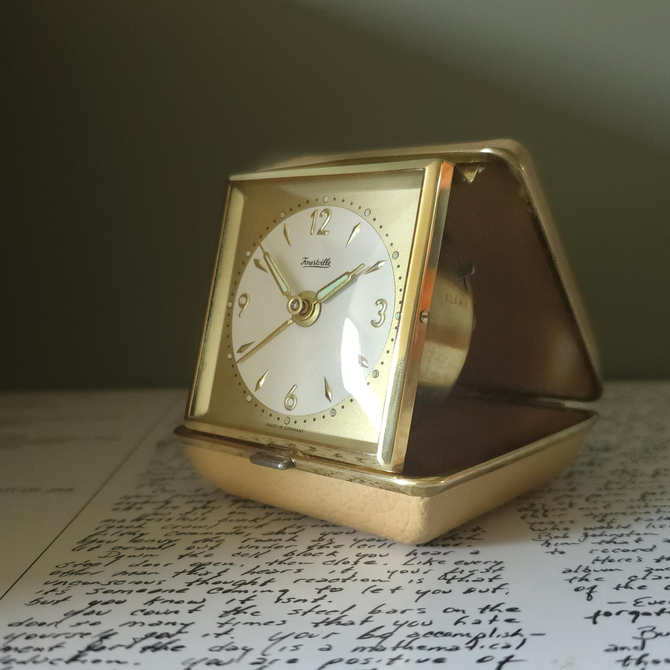 Forestville Brass Travel Alarm Clock | Beige Case, Mid Century