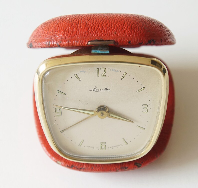MAUTHE Mid Century Travel Alarm Clock Made in Germany. Red Etsy