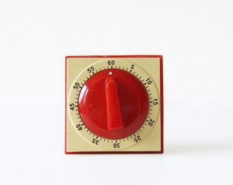 Red and Off White Mid Century Egg Timer