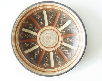 DUMLER UND BREIDEN Brown and Beige Mid Century Bowl, Abstract decor, West German Pottery