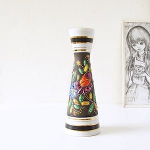 H. BEQUET Mid Century Colorful Vase,  Flower decor,  Belgium Pottery