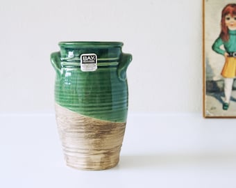 Grün und Beige Vintage Vase von Bay Keramik