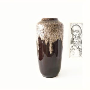 XL Scheurich Fat Lava Vase: 1970s West German MCM Pottery Floor Vase