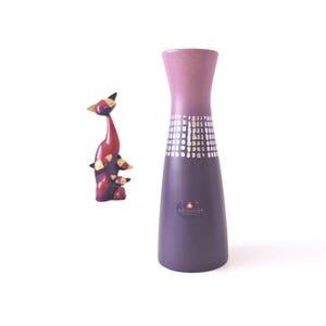SCHEURICH, Jarrón vintage morado y rosa, cerámica de Alemania Occidental