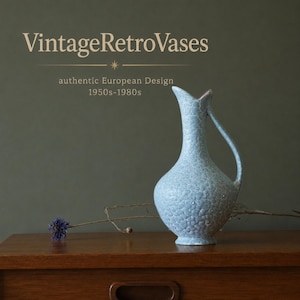 Marzi und & Remy, Blue Mid Century Vase, Crackle Decor, West German Pottery