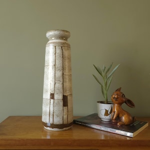 RUSCHA 848/2 Vase – Brown & Beige, Mid Century West German Pottery, Abstract Decor, 1970s Fat Lava Ceramic Art Vase