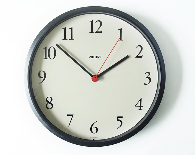 Black and White Vintage Wall Clock by Philips Made in West Etsy