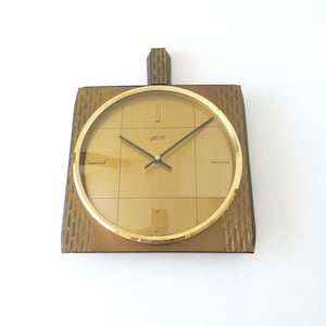 Vintage Atlanta Brass Wall Clock – Mid Century Modern – 1960s German Design – Working Order