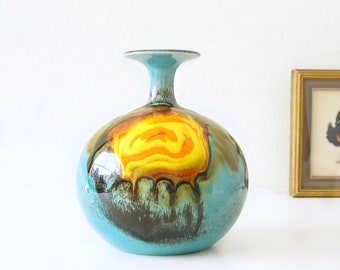 HUTSCHENREUTHER, Renee Neue, Colorful Mid Century Vase, West German Pottery
