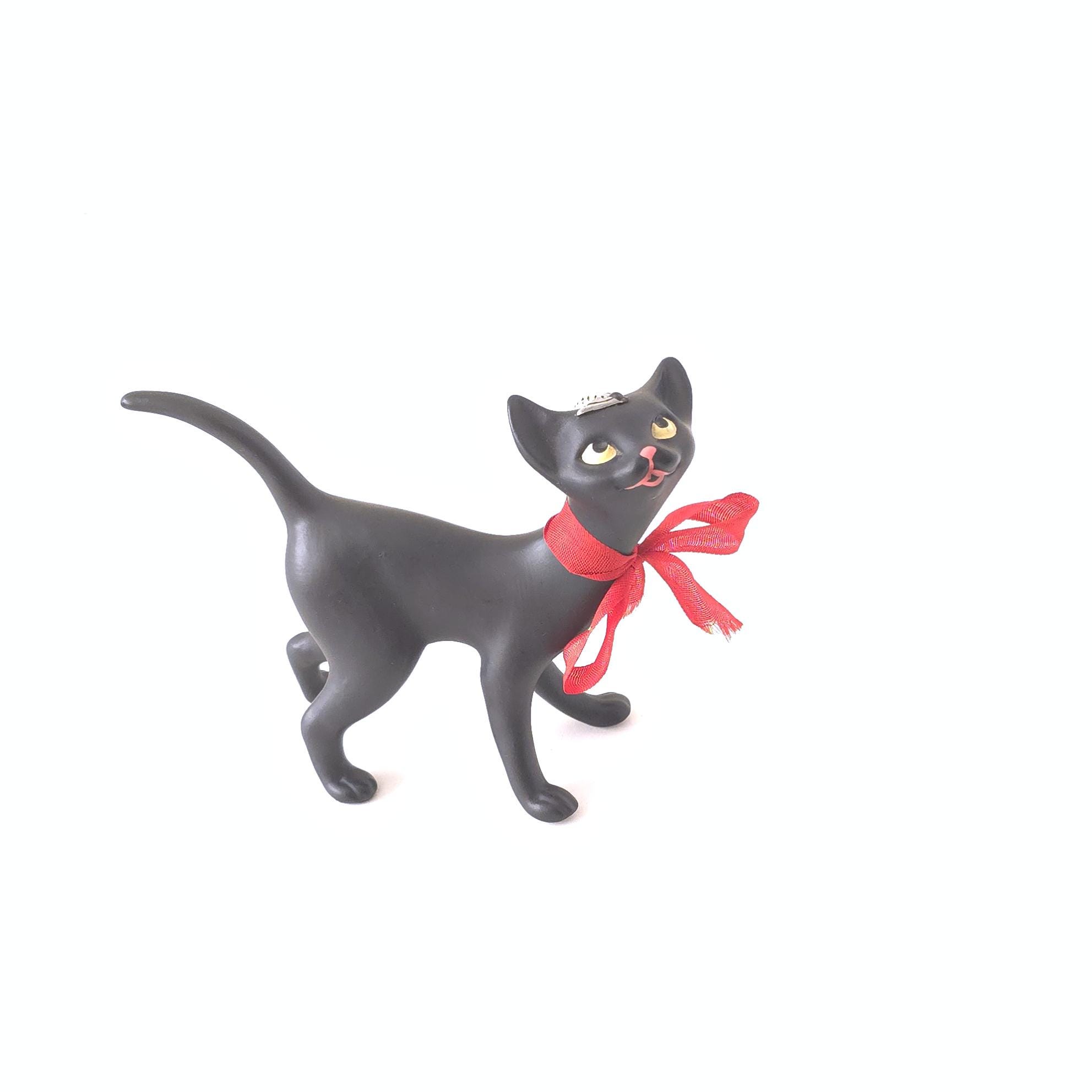 猫の形 陶器 置物 黒と赤 九谷焼 招き猫 置物 陶器 風水 右手 左手 招き猫 黒盛 座布団付 : 和座