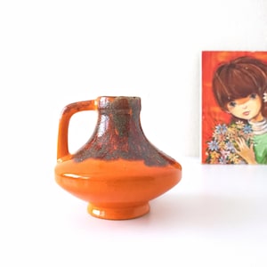 STEIN Keramik, Orange and Mid Century Fat Lava Vase, West German Pottery