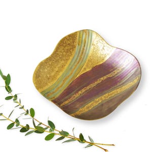 ROSENTHAL Vintage Porcelain Dish – Metallic Glaze by Johan van Loon & H. Dresler – 1980s Art Pottery – Abstract Modernist Decor