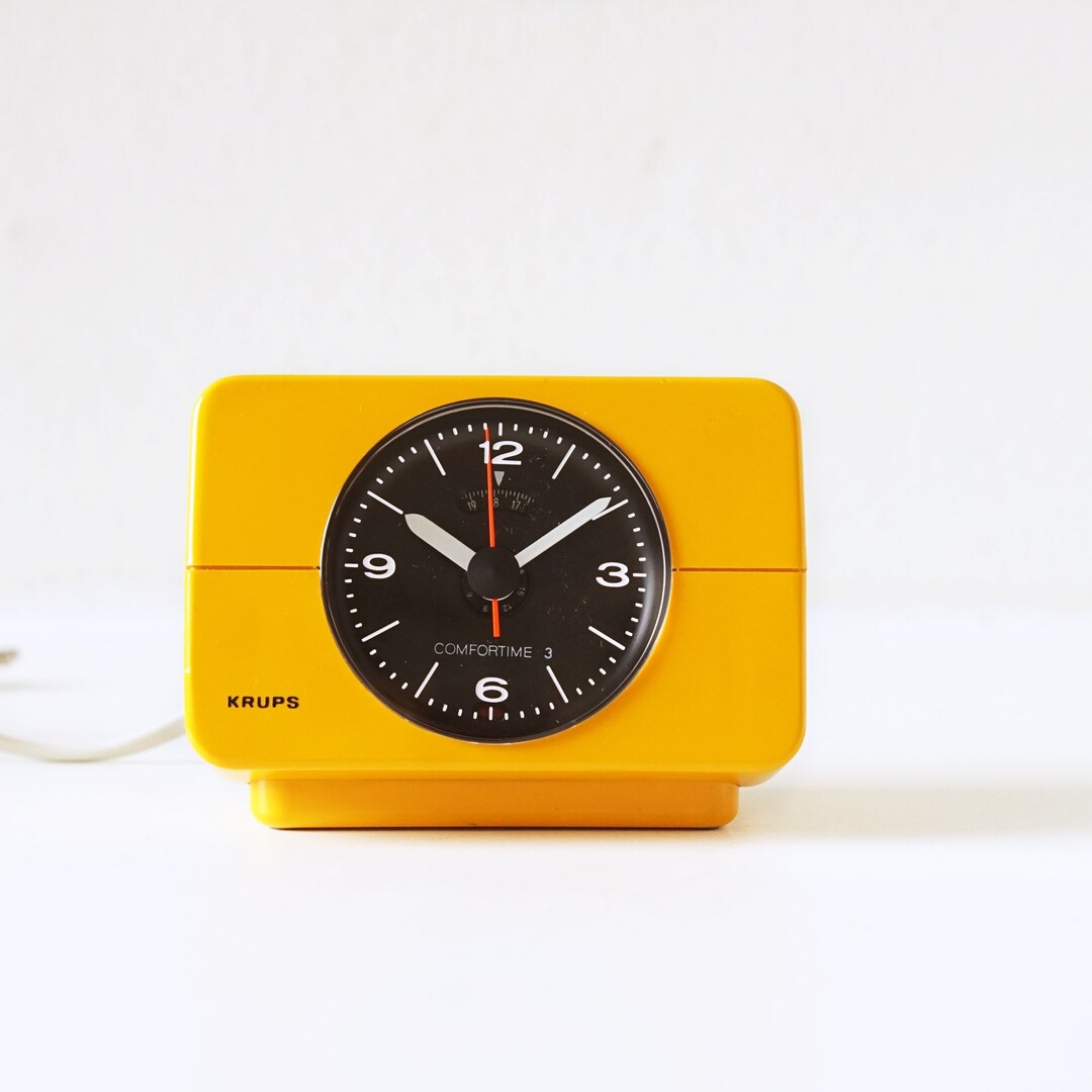 KRUPS Yellow Mid Century Alarm Clock, Modernist Clock, Germany. Etsy UK