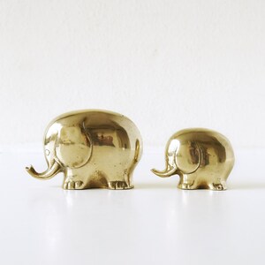 Pair of Mid Century Elephant Figurines, Brass Figurines image 1