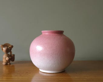 STREHLA ブラウン＆レッド ミッドセンチュリー花瓶、東ドイツ製陶器