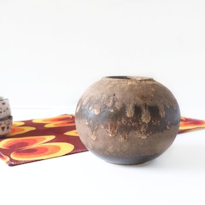 Vintage Ruscha Ball Vase – West German Pottery –  Brown Fat Lava Mid-Century Modern Decor