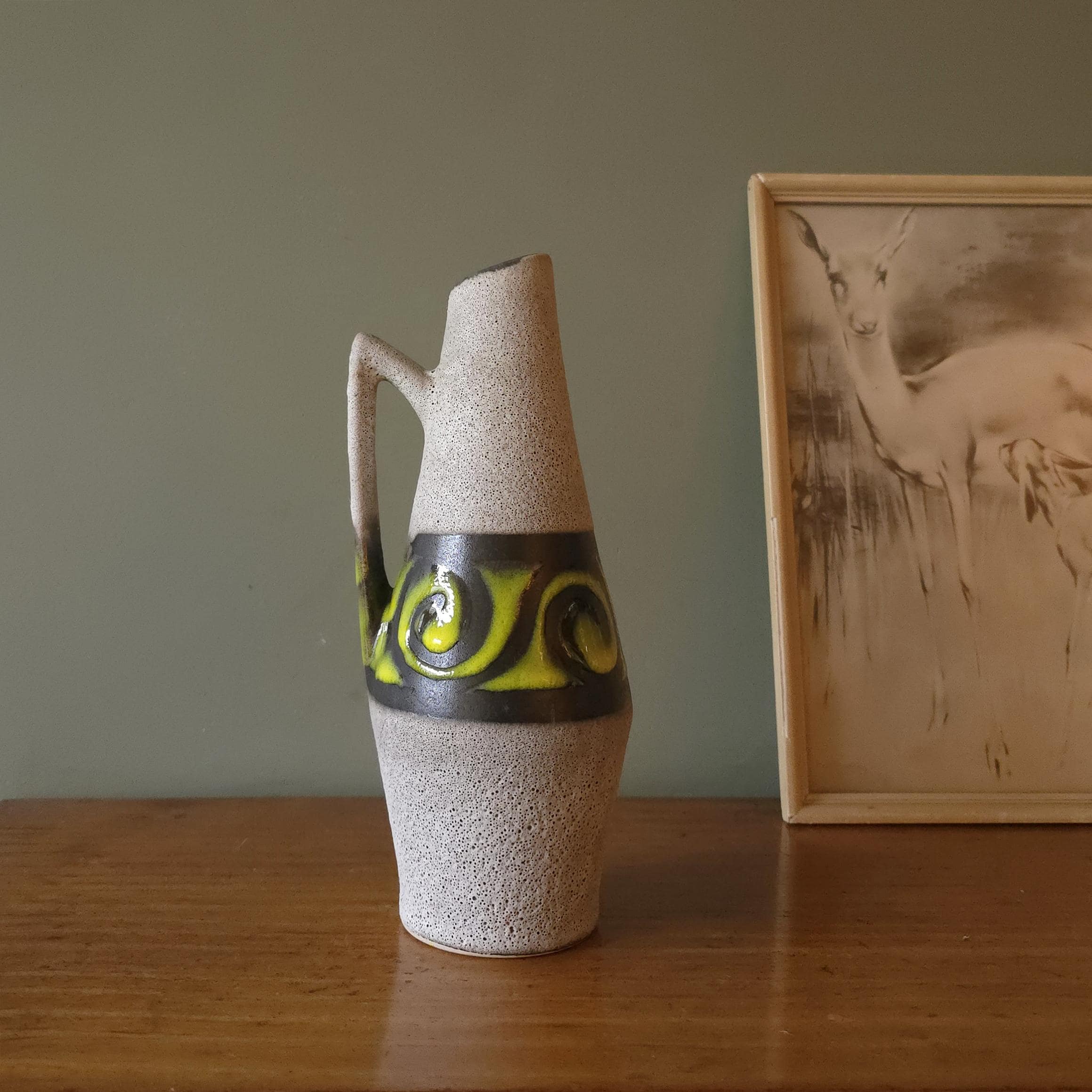 Mid Century Scheurich 271-22 Vase | Yellow & Gray MCM West German