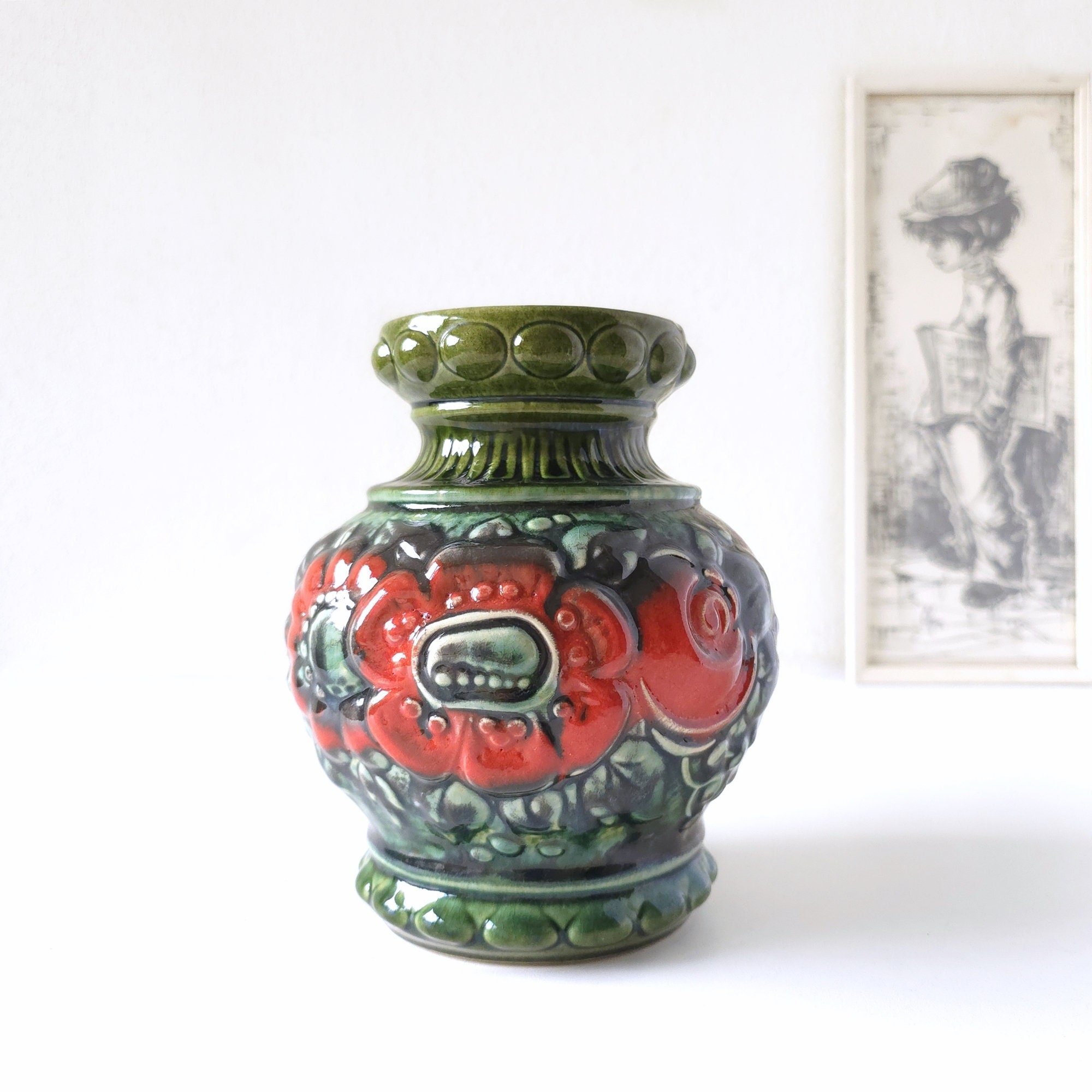 Red west german vase - Etsy 日本