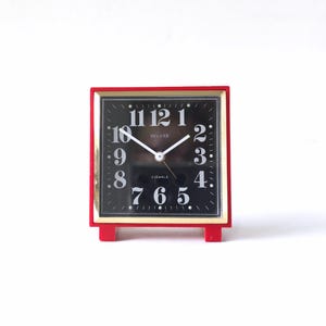 DELUXE Red and Black Mid Century Alarm Clock, West Germany