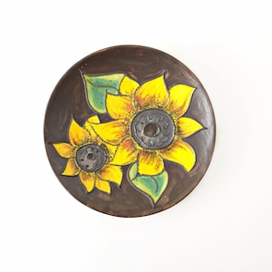 RUSCHA Mid Century Wall Plate, Sunflower decor, West German Pottery