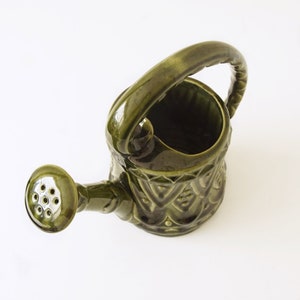 Ü-KERAMIK Large Green Mid Century Vase in Watering Can shape, West German Pottery image 3