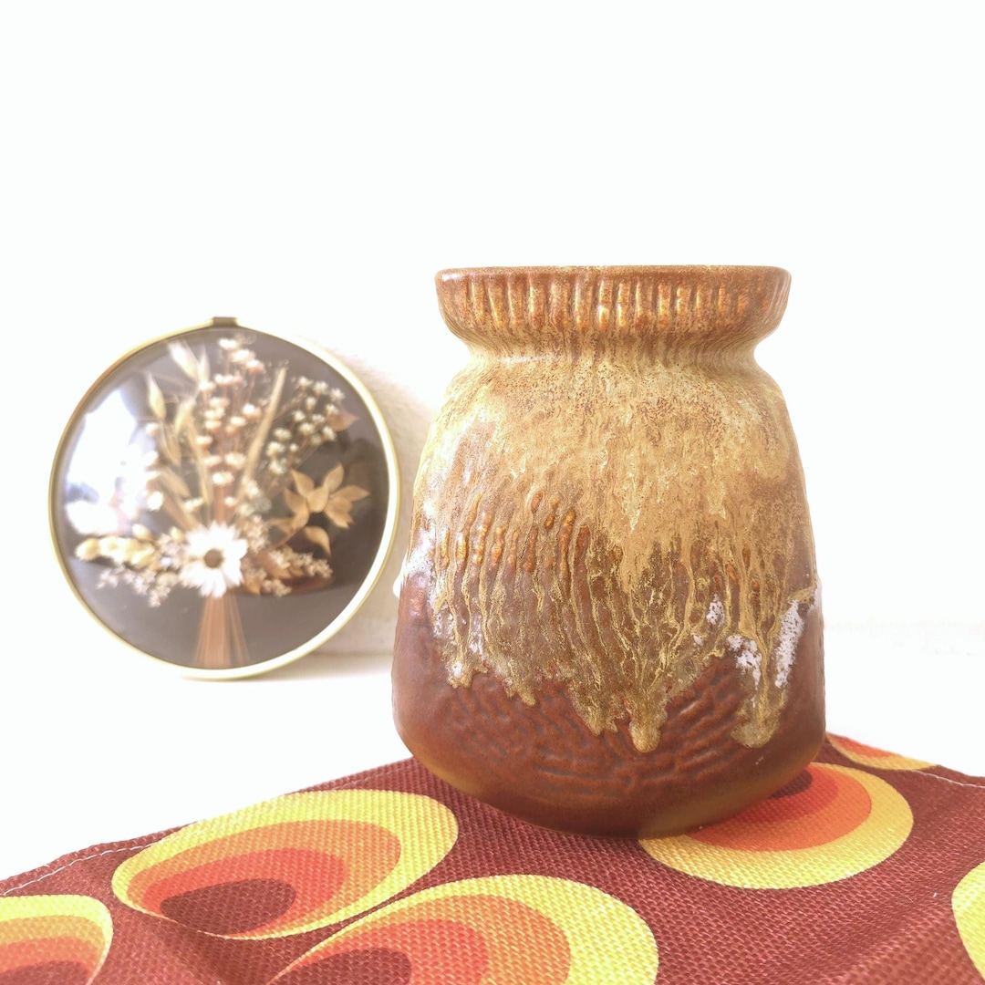 Jasba Fat Lava Vase | Brown & Caramel Glaze | Mid Century West