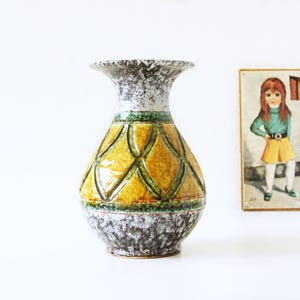 Nuovo Rinascimento Vase • Italian Pottery Mid Century •  Yellow Green Vase