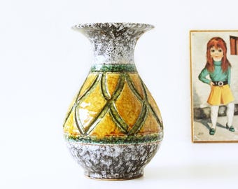 アンティーク　イタリア製　花瓶　花柄　陶器 イタリア製 輸入雑貨 フラワーベース 花瓶 ブルー フルーツ トスカーナ