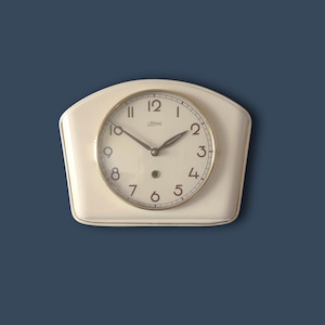 Kaiser Off White Mid Century Wall Clock | West German Pottery | 1950s