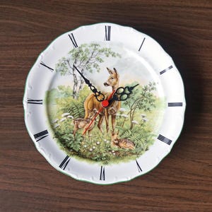 Vohenstrauss Wall Clock – Porcelain Deer Decor – 70s Joh. Seltmann Germany – Mid Century