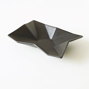 ASA Black Post Modern Bowl, Sculptural Folded shape, &quot;Origami&quot; West German Pottery