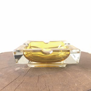 Yellow Mid Century Glass Ashtray