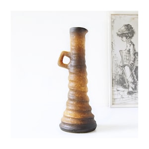 Vest Keramiek Mid Century Vase • Brown & Honey Glaze • Dutch Pottery (1970s)