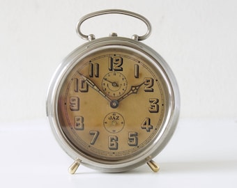 JAZ, Large Metal Vintage (30's) Alarm Clock, made in France