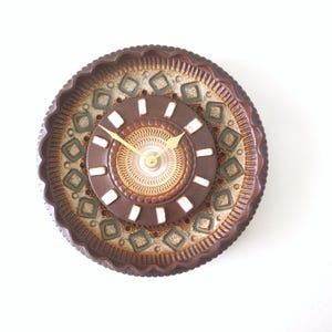 Silberdistel Mid Century Ceramic Wall Clock l XL German Pottery, Kienzle Movement