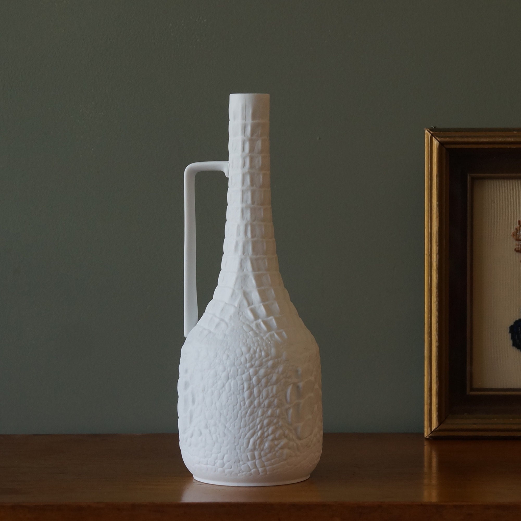 Vase en porcelaine White Mid Century Op Art décor en peau de | Etsy