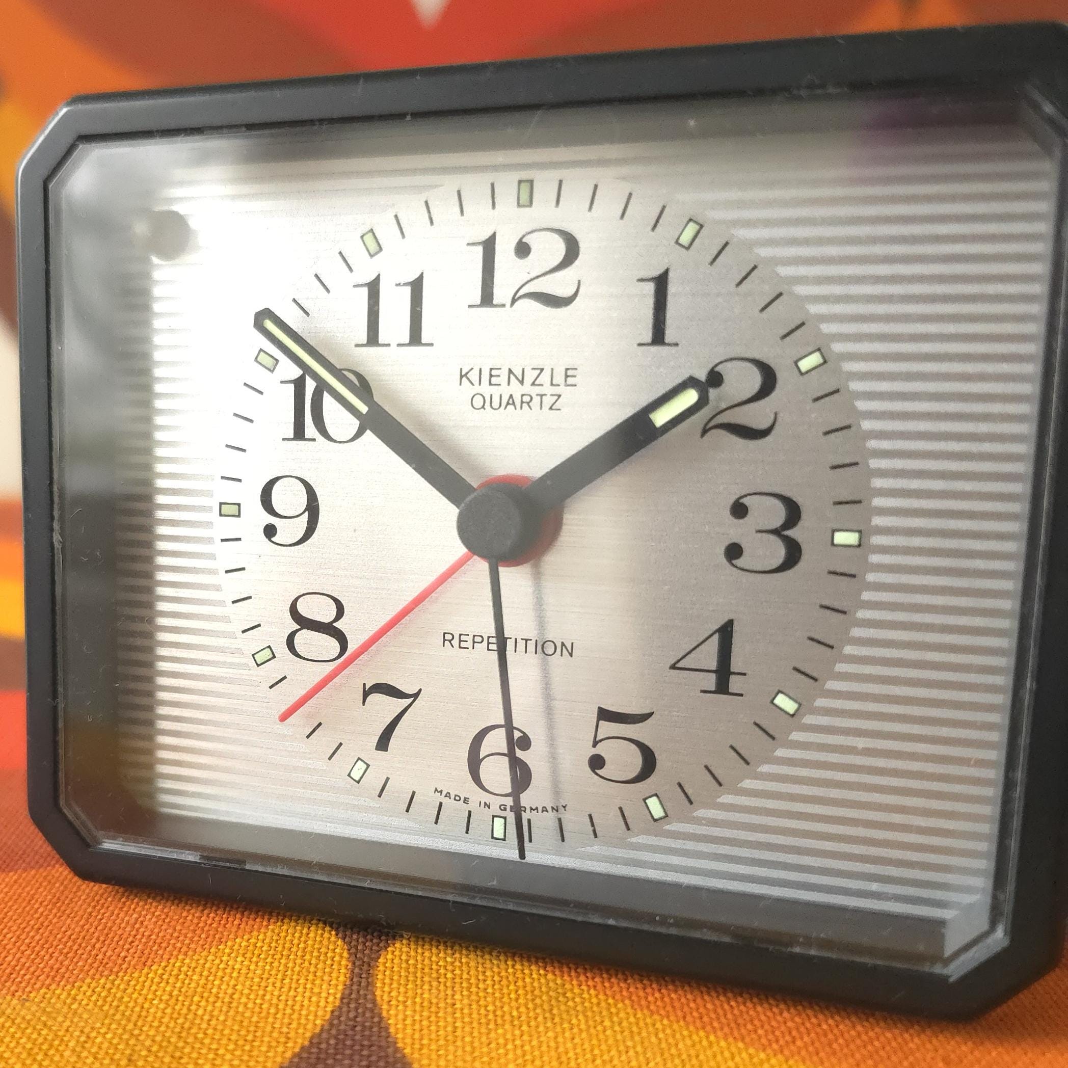 KIENZLE off White, Silver and Black Mid Century Alarm Clock, Made