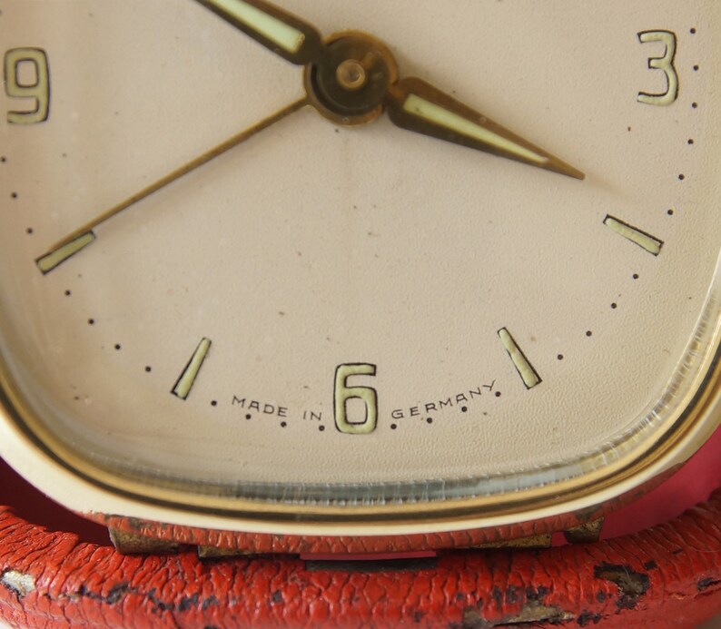 MAUTHE Mid Century Travel Alarm Clock Made in Germany. Red Etsy